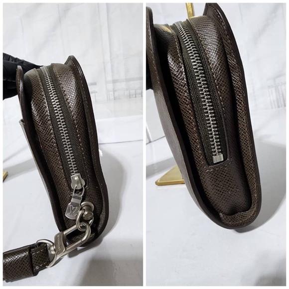 Authentic Louis Vuitton Moca Taiga Leather Baikal Men Wristlet Brown - Picture 5 of 12